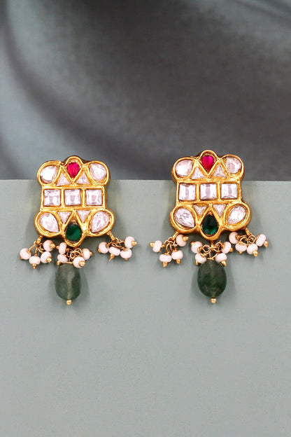 Gold Plated Kundan Stone Earrings 