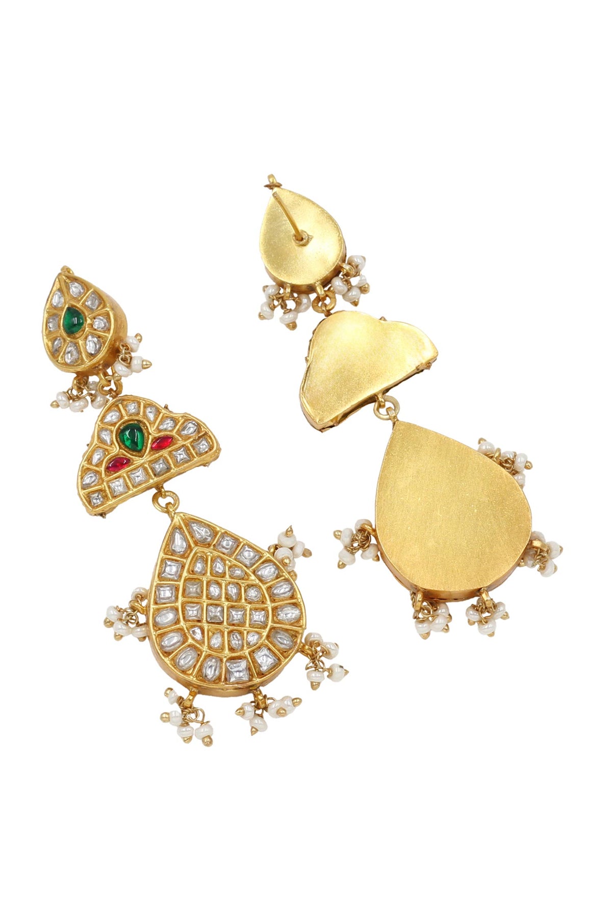 Kundan Green Stone Dangler Earrings 