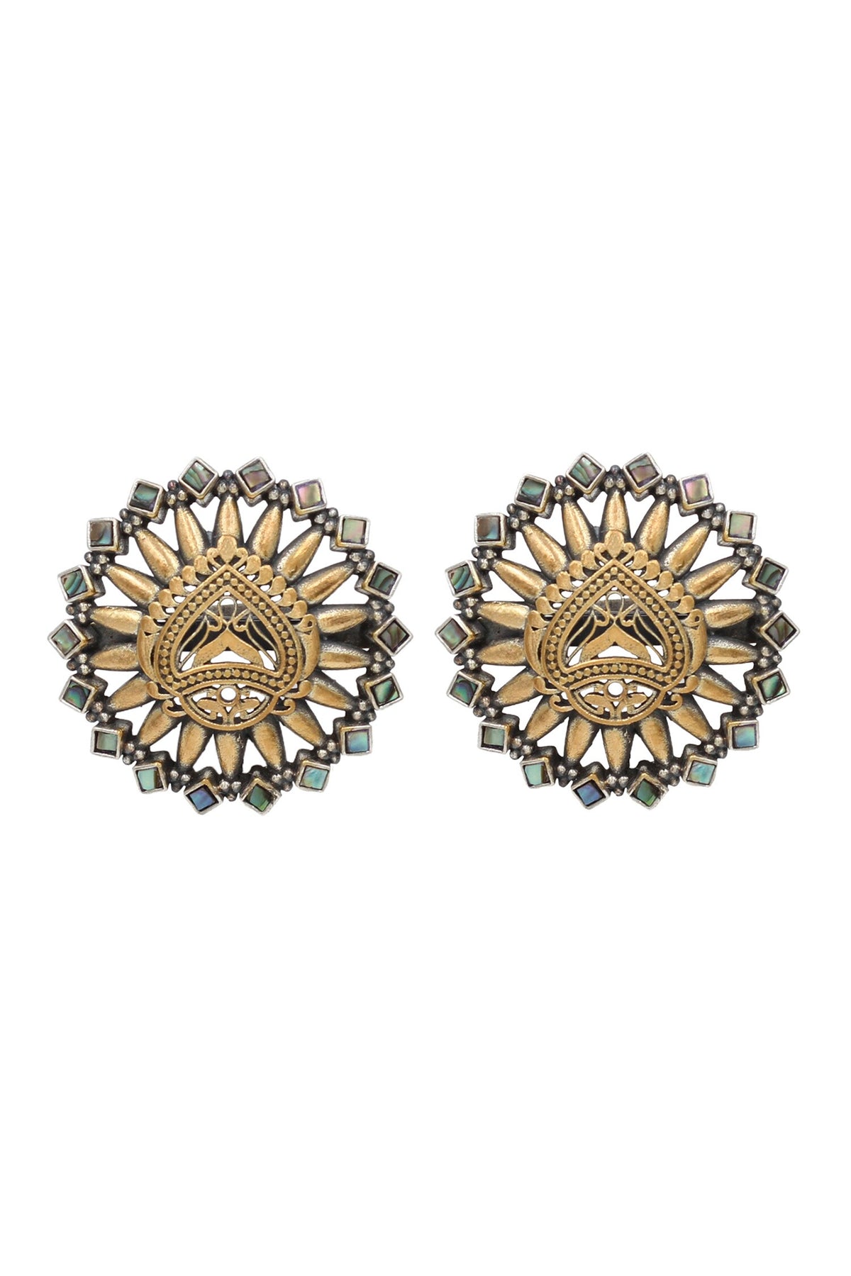 Gold Tone Kundan Stud Earrings 