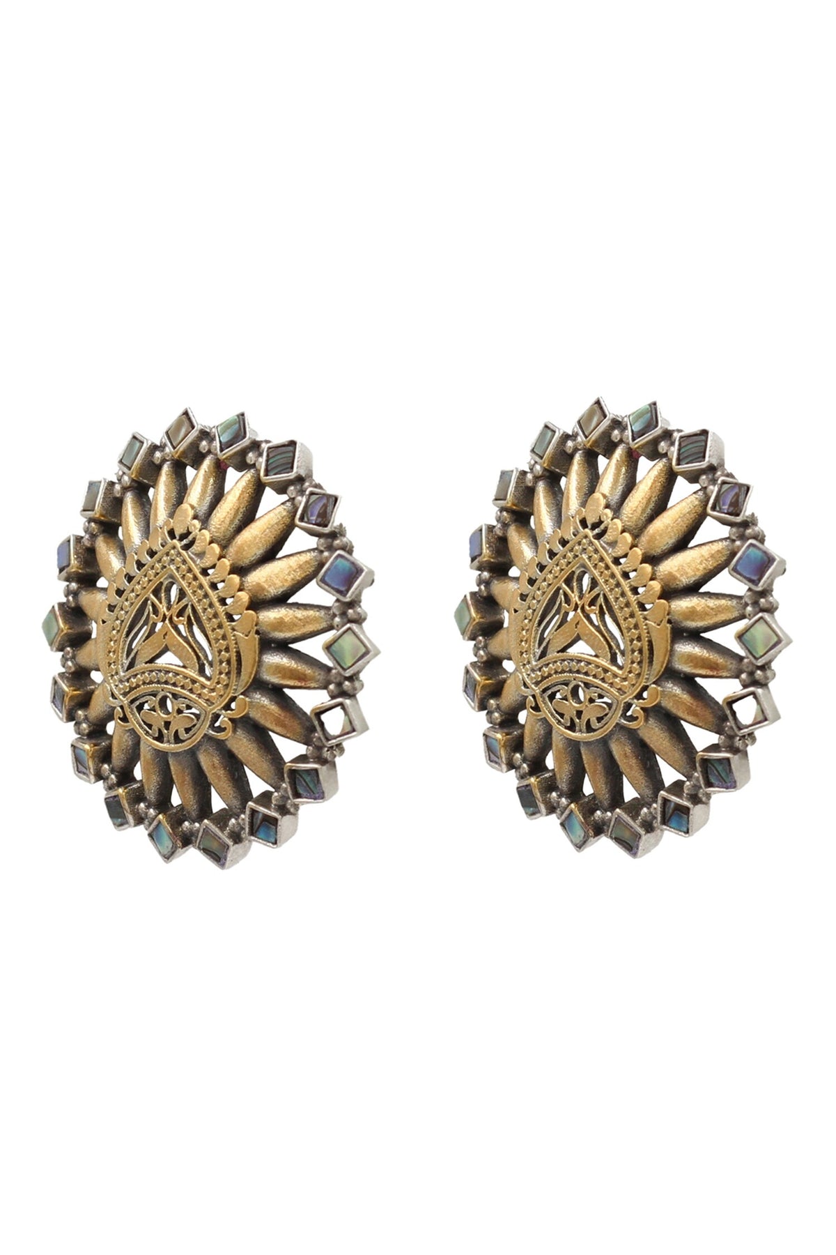 Gold Tone Kundan Stud Earrings 