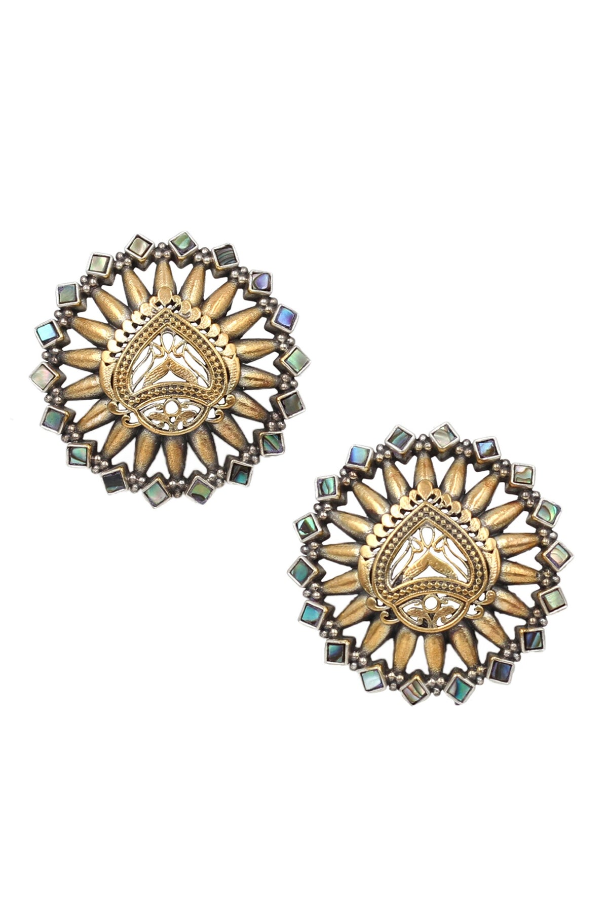 Gold Tone Kundan Stud Earrings 