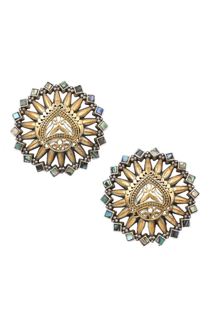 Gold Tone Kundan Stud Earrings 