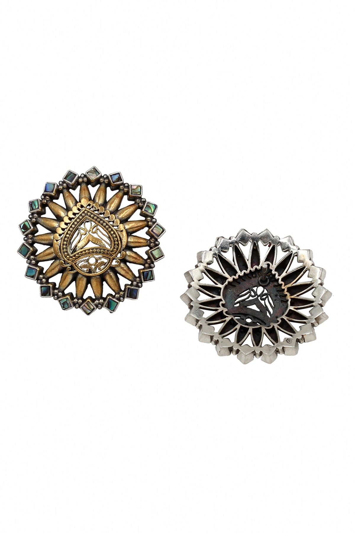 Gold Tone Kundan Stud Earrings 