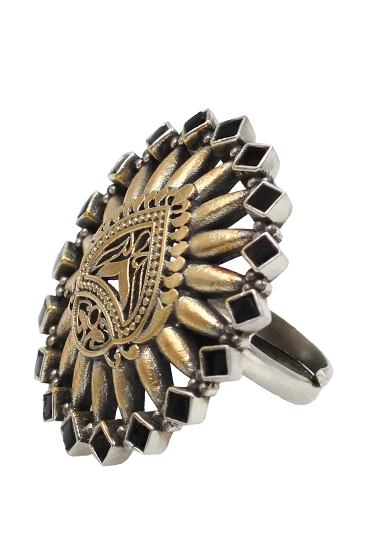 Kundan Floral Cutwork Adjustable Ring 