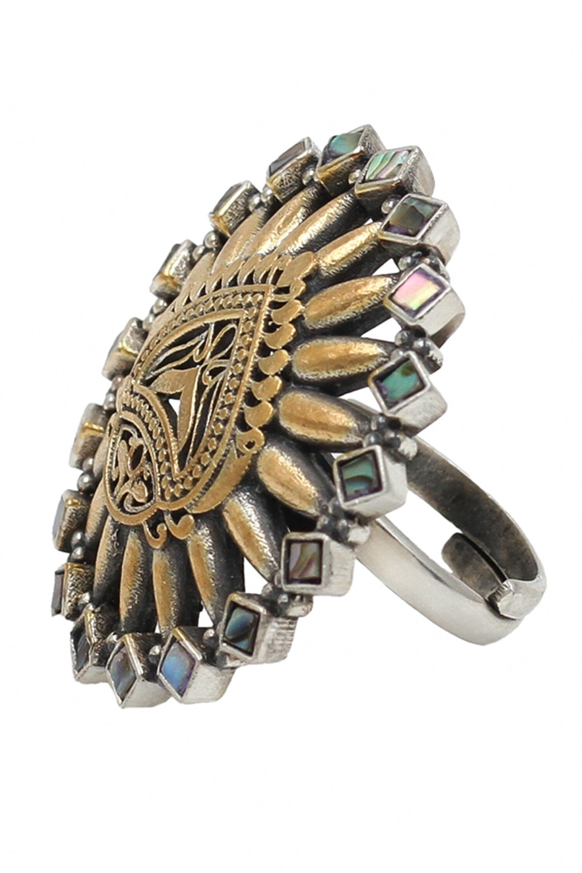 Floral Cutwork Kundan Ring 