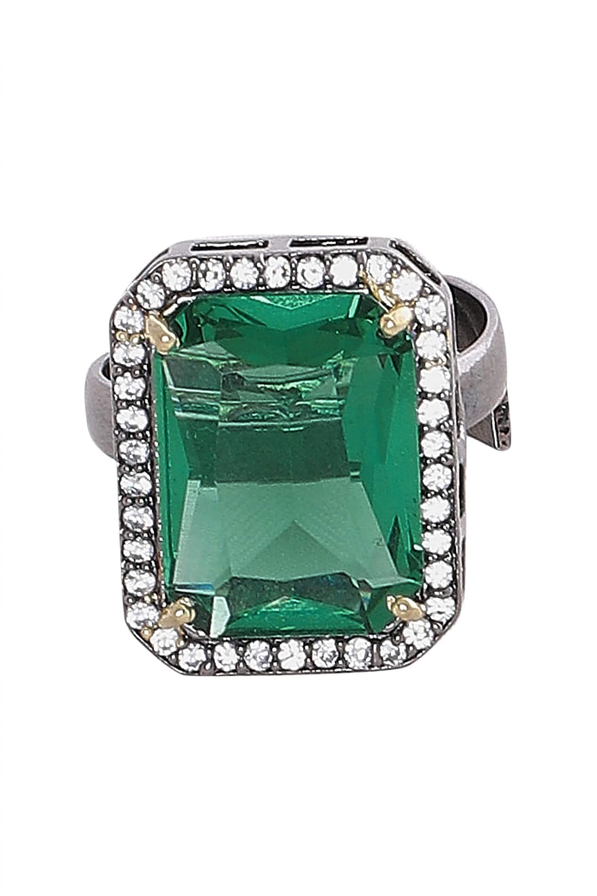 Emerald Stone Cubic Zirconia Ring 