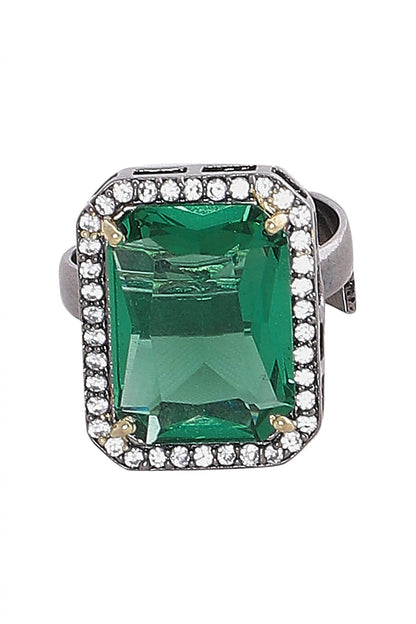 Emerald Stone Cubic Zirconia Ring 