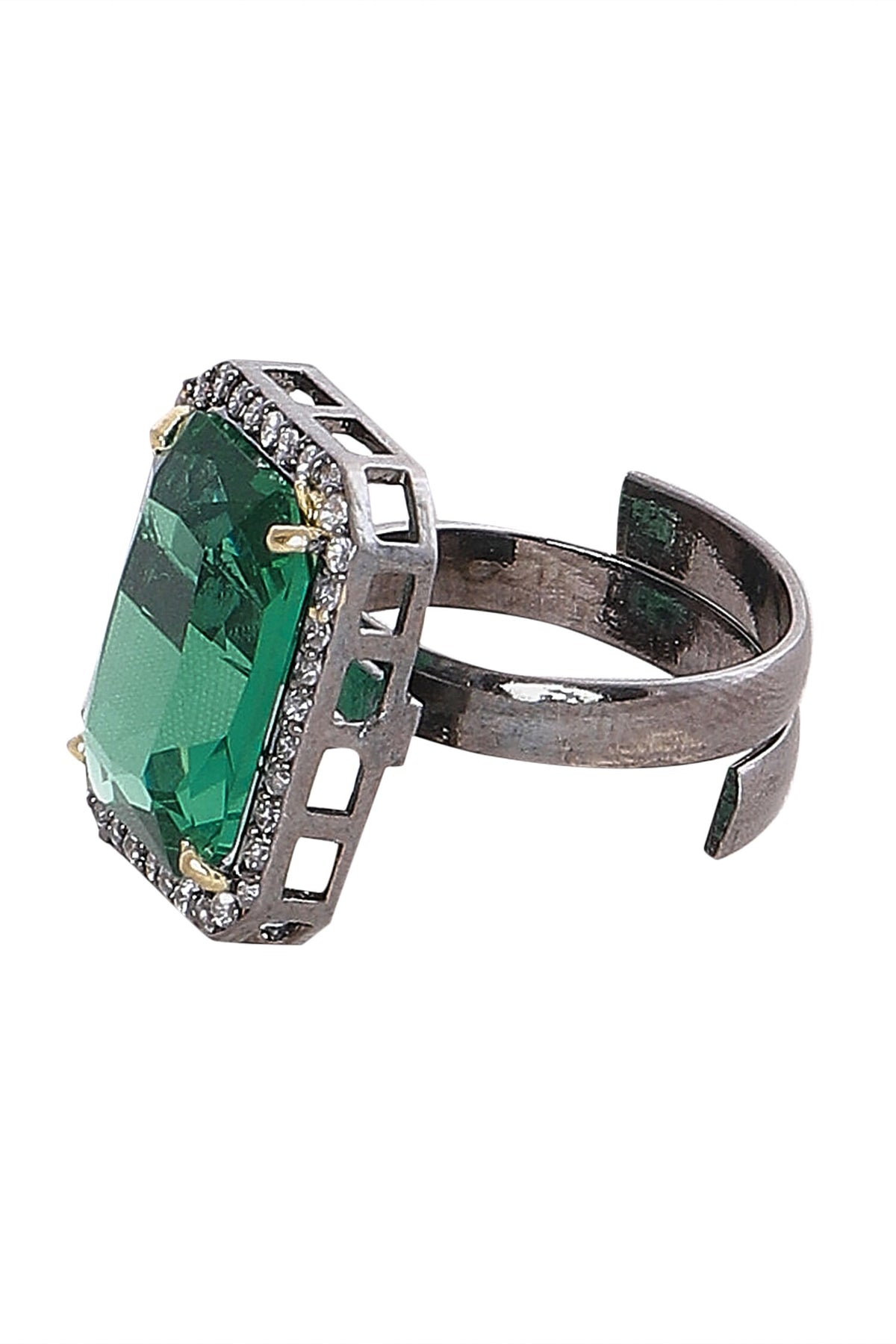 Emerald Stone Cubic Zirconia Ring 