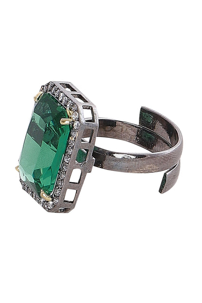 Emerald Stone Cubic Zirconia Ring 