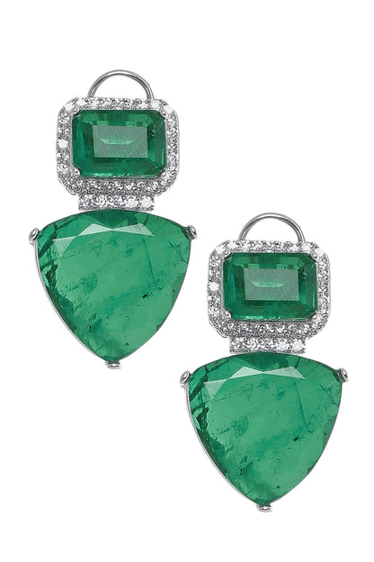 Emerald Stone Studded Dangler Earrings 