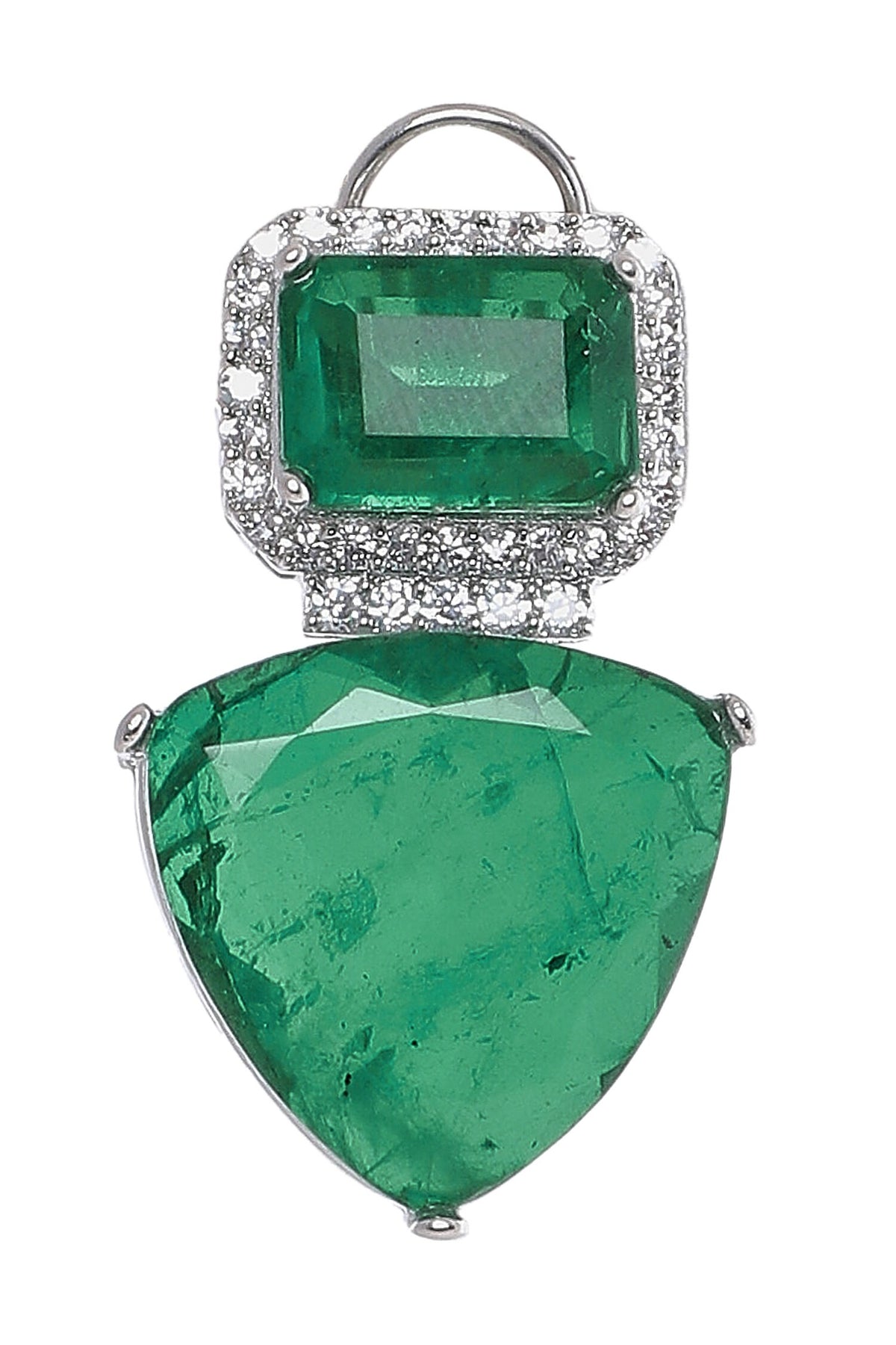Emerald Stone Studded Dangler Earrings 