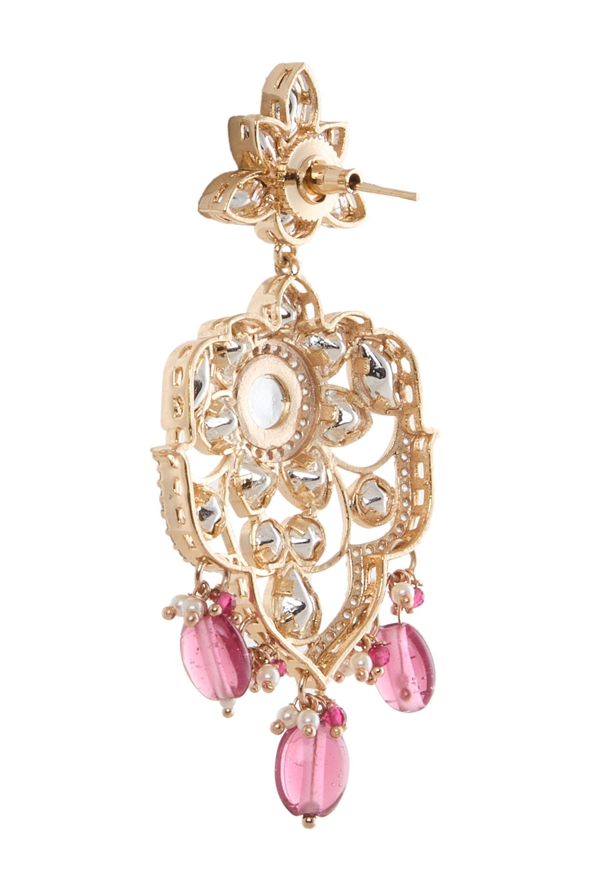 Gold Plated Pearl & Ruby Necklace Set 