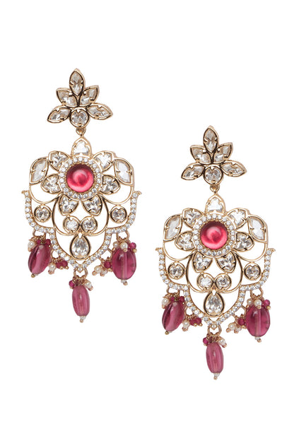 Gold Plated Pearl & Ruby Necklace Set 