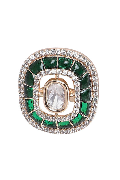 Emerald Kundan Cutwork Stud Earrings 
