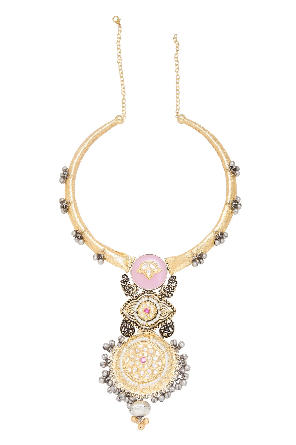 Gold Plated Multicolor Pendant Choker 