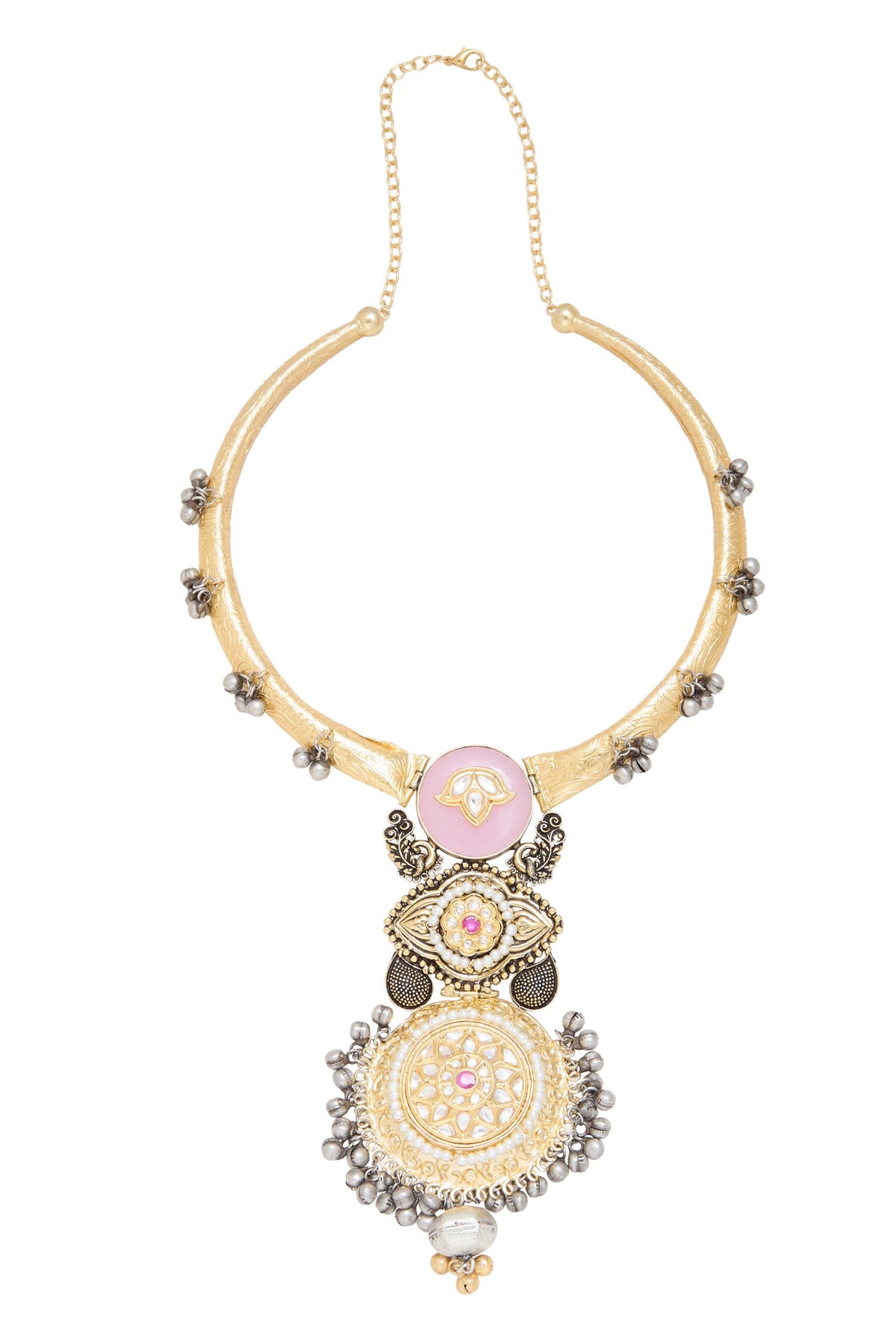 Gold Plated Multicolor Pendant Choker 