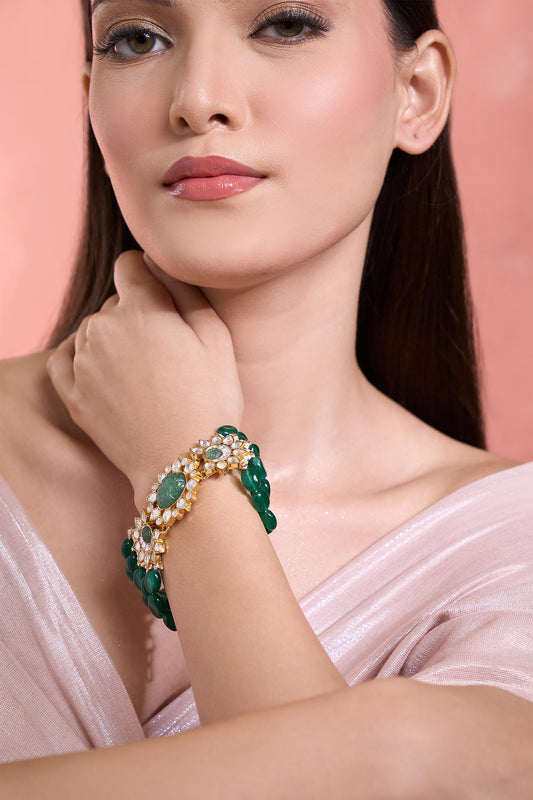 Emerald Moissanite Pearl Bracelet 
