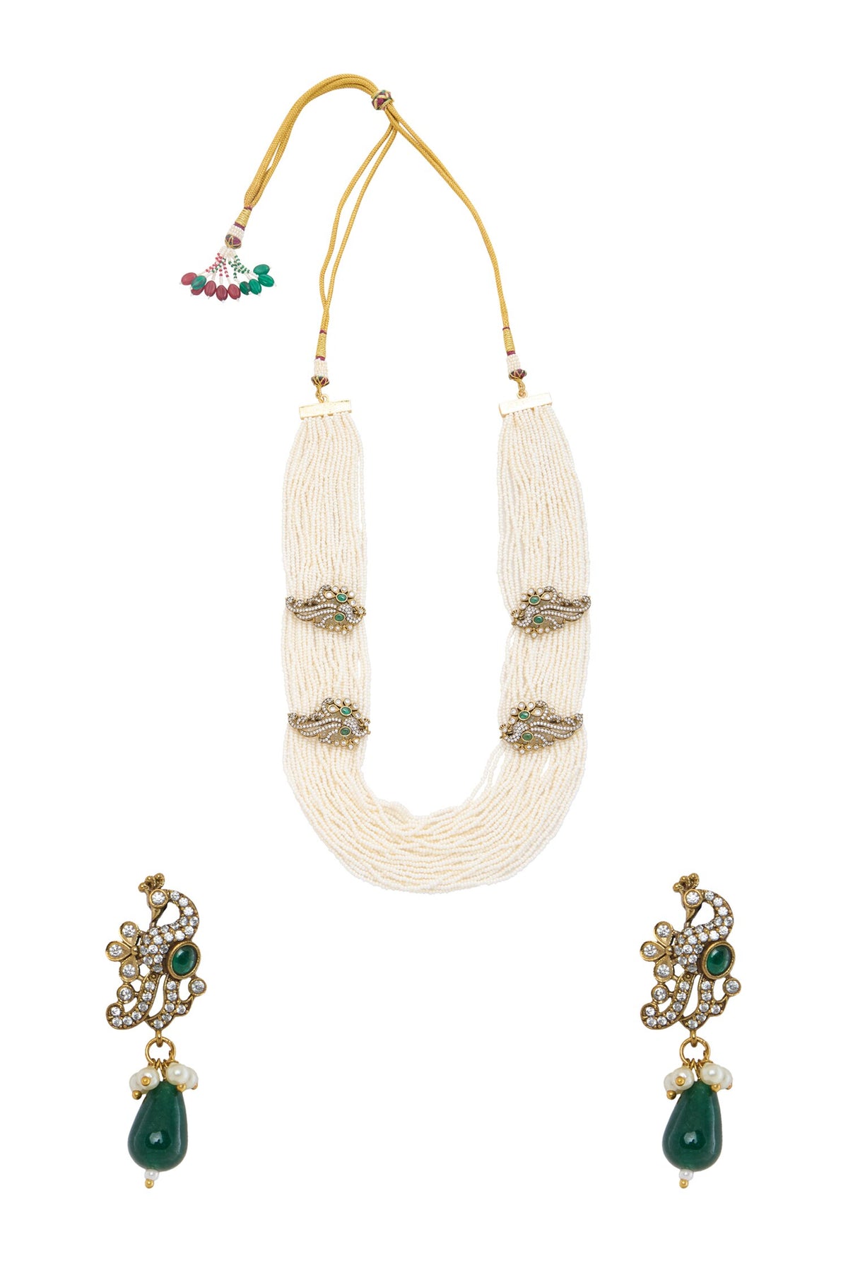 Emerald Moissanite Zirconia Layered Necklace Set 