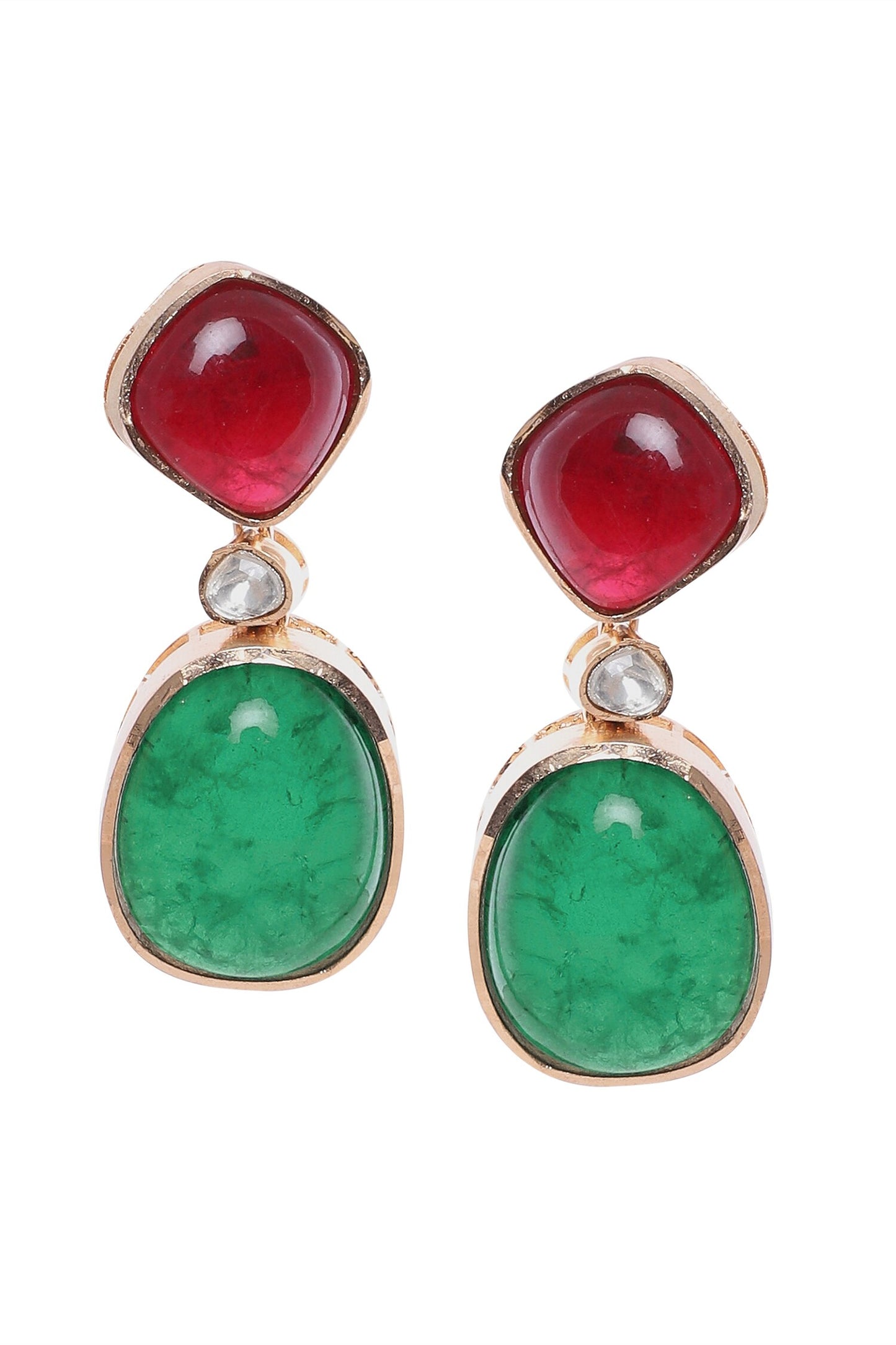 Ruby & Emerald Dangler Earrings 