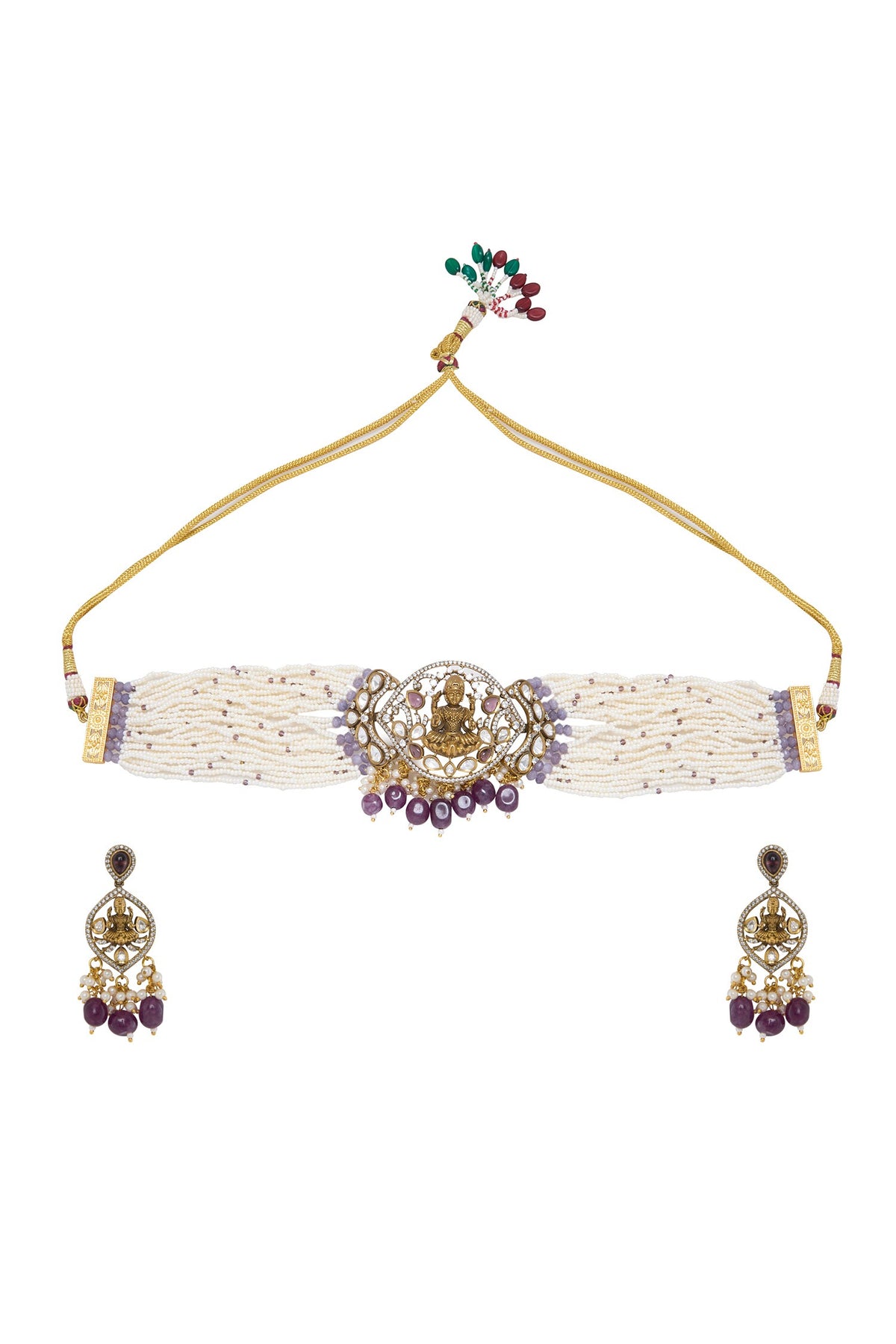 Gold Plated Goddess Motif Necklace Set 
