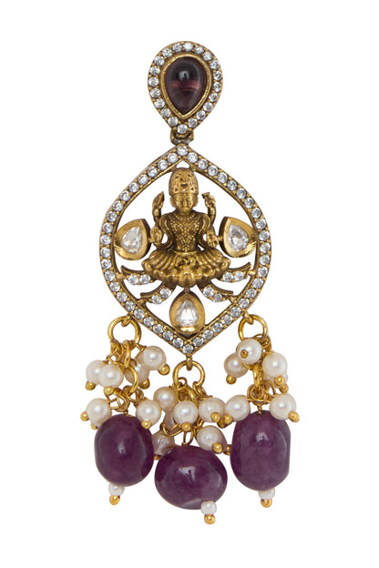 Gold Plated Goddess Motif Necklace Set 