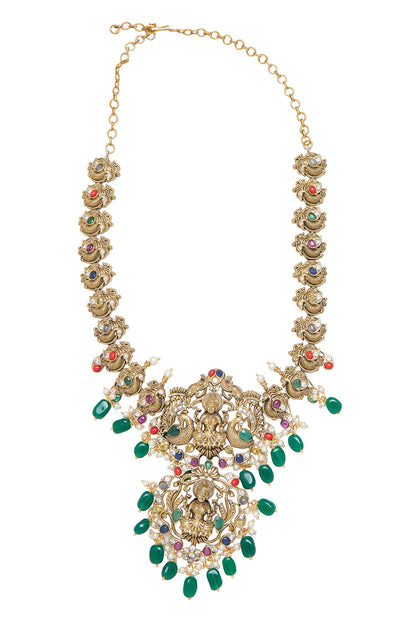 Goddess Motif Carved Necklace Set 
