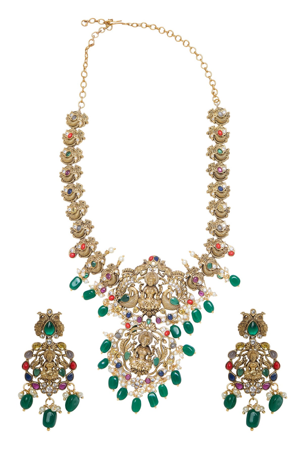 Goddess Motif Carved Necklace Set 