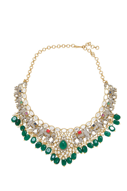 Elephant Motif Necklace & Earrings Set 