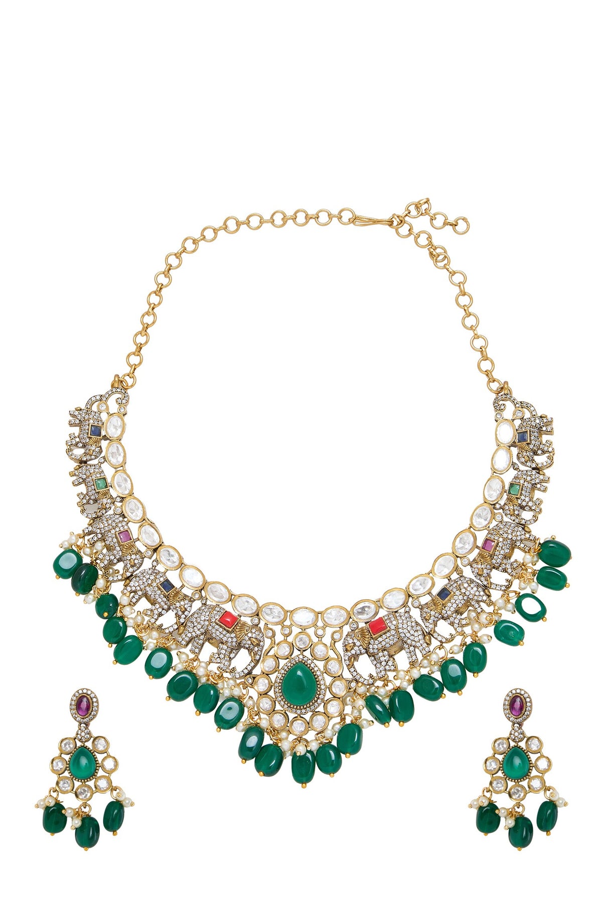 Elephant Motif Necklace & Earrings Set 