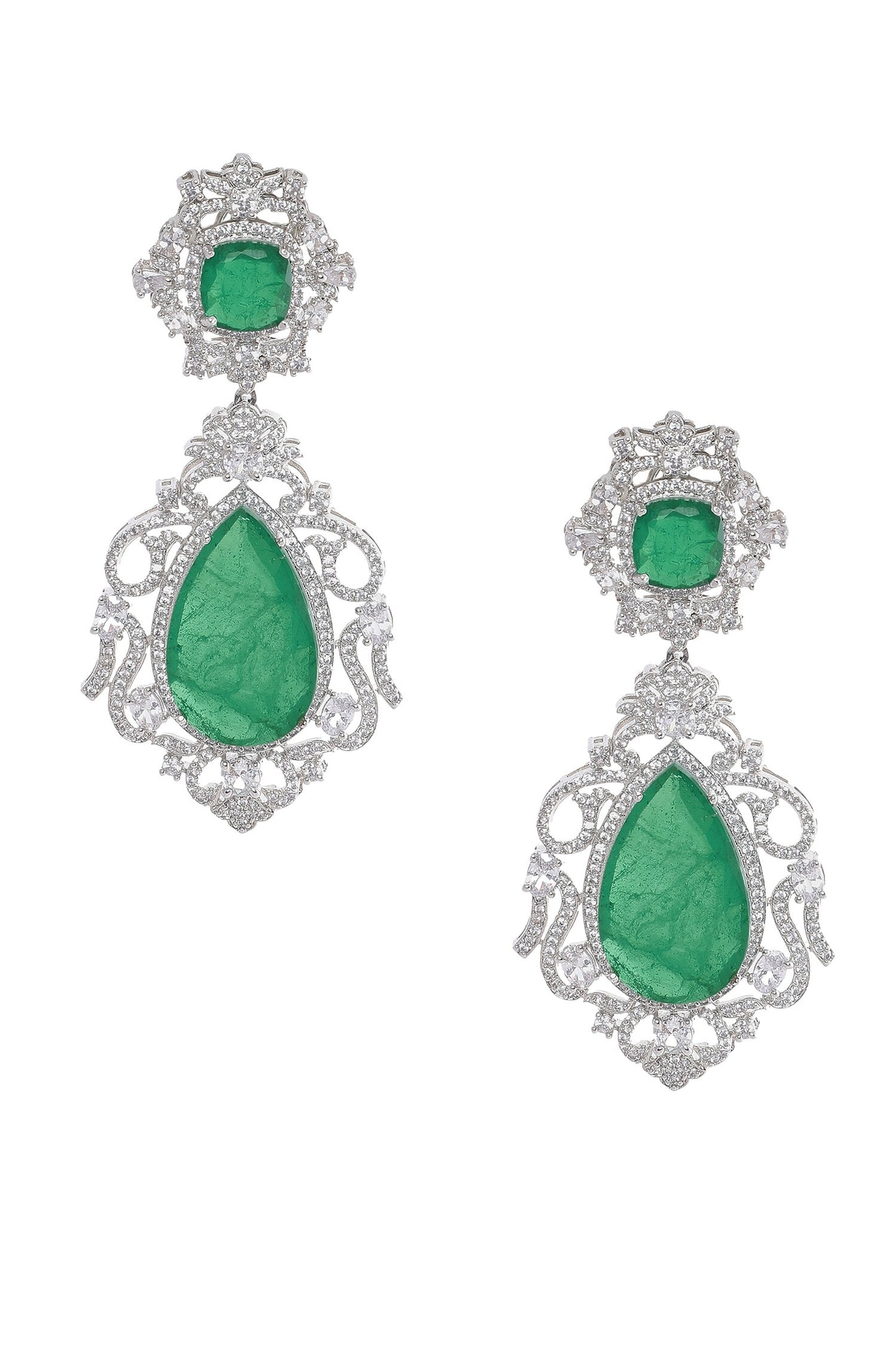 Emerald Stone Dangler Earrings 