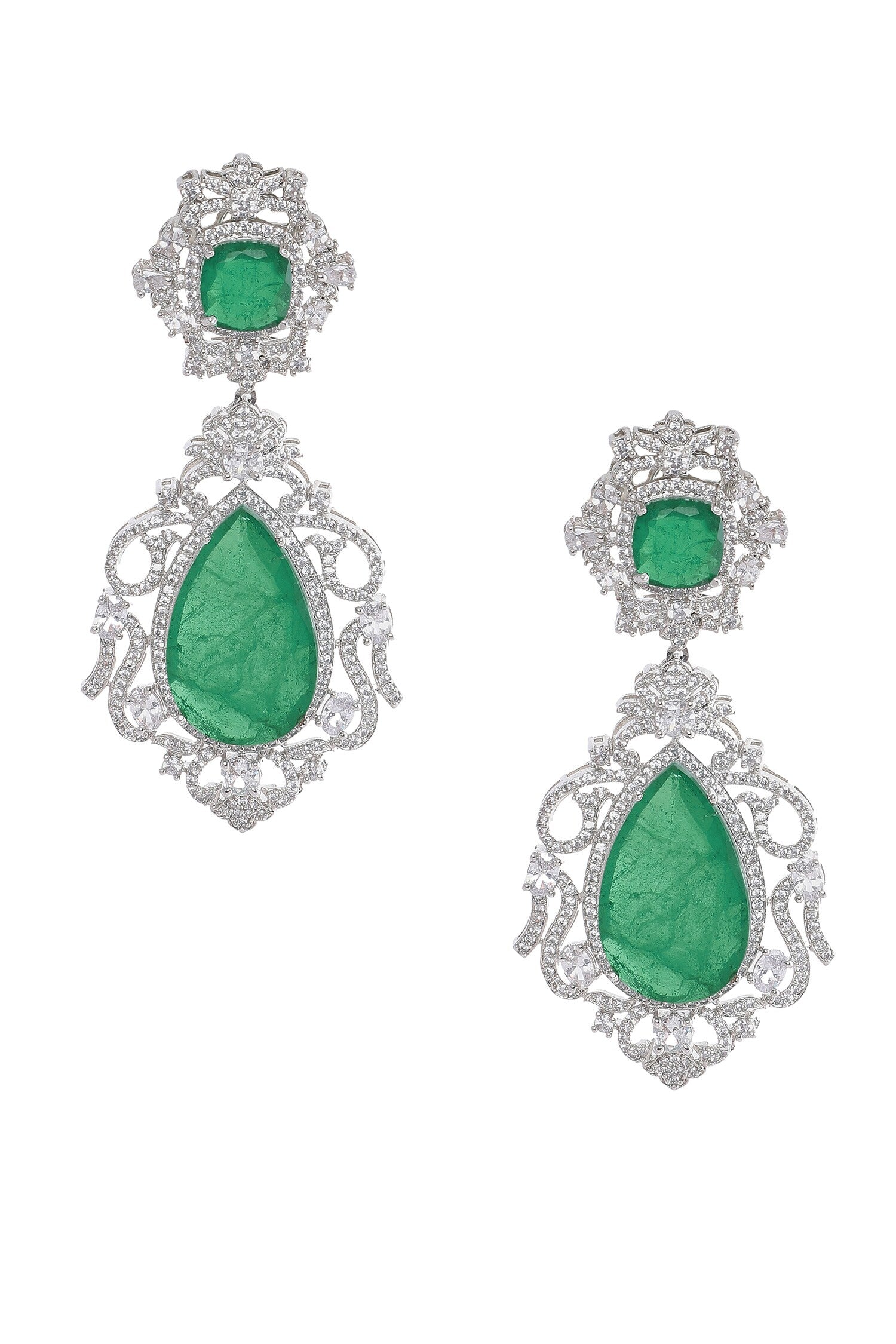 Emerald Stone Dangler Earrings 