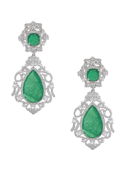 Emerald Stone Dangler Earrings 