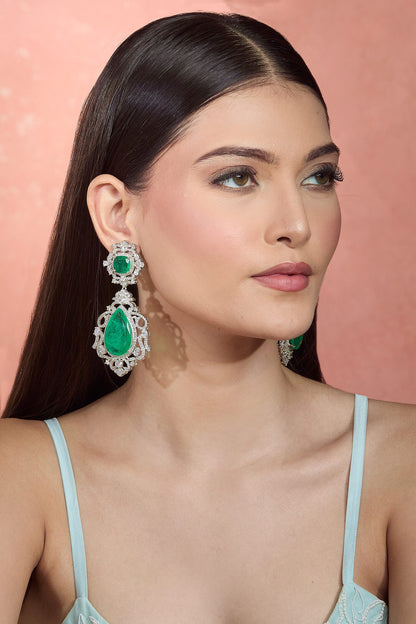 Emerald Stone Dangler Earrings 
