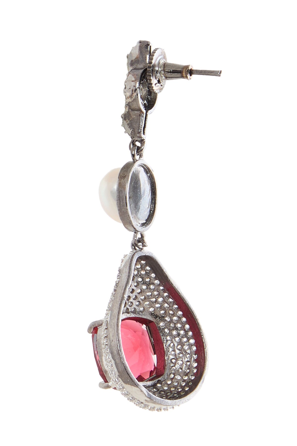 Ruby Stone Pearl Necklace Set 