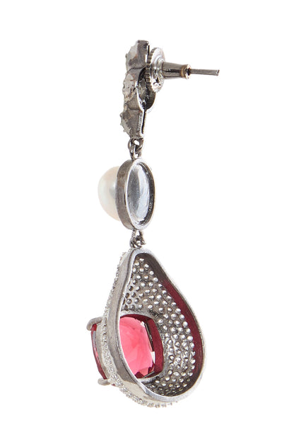 Ruby Stone Pearl Necklace Set 