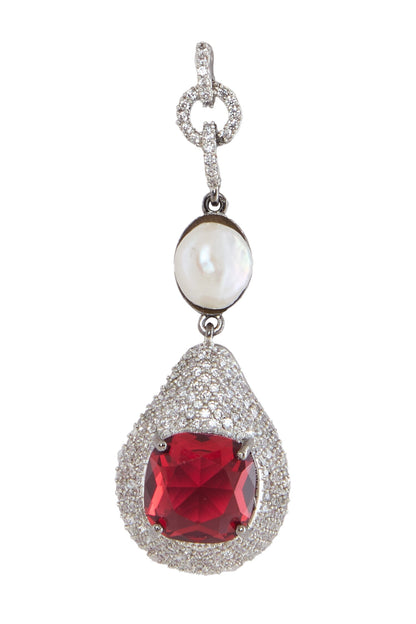 Ruby Stone Pearl Necklace Set 