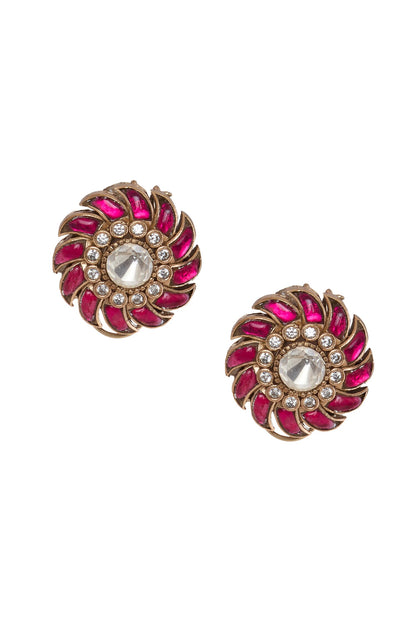 Gold Plated Ruby Choker & Earrings Set 