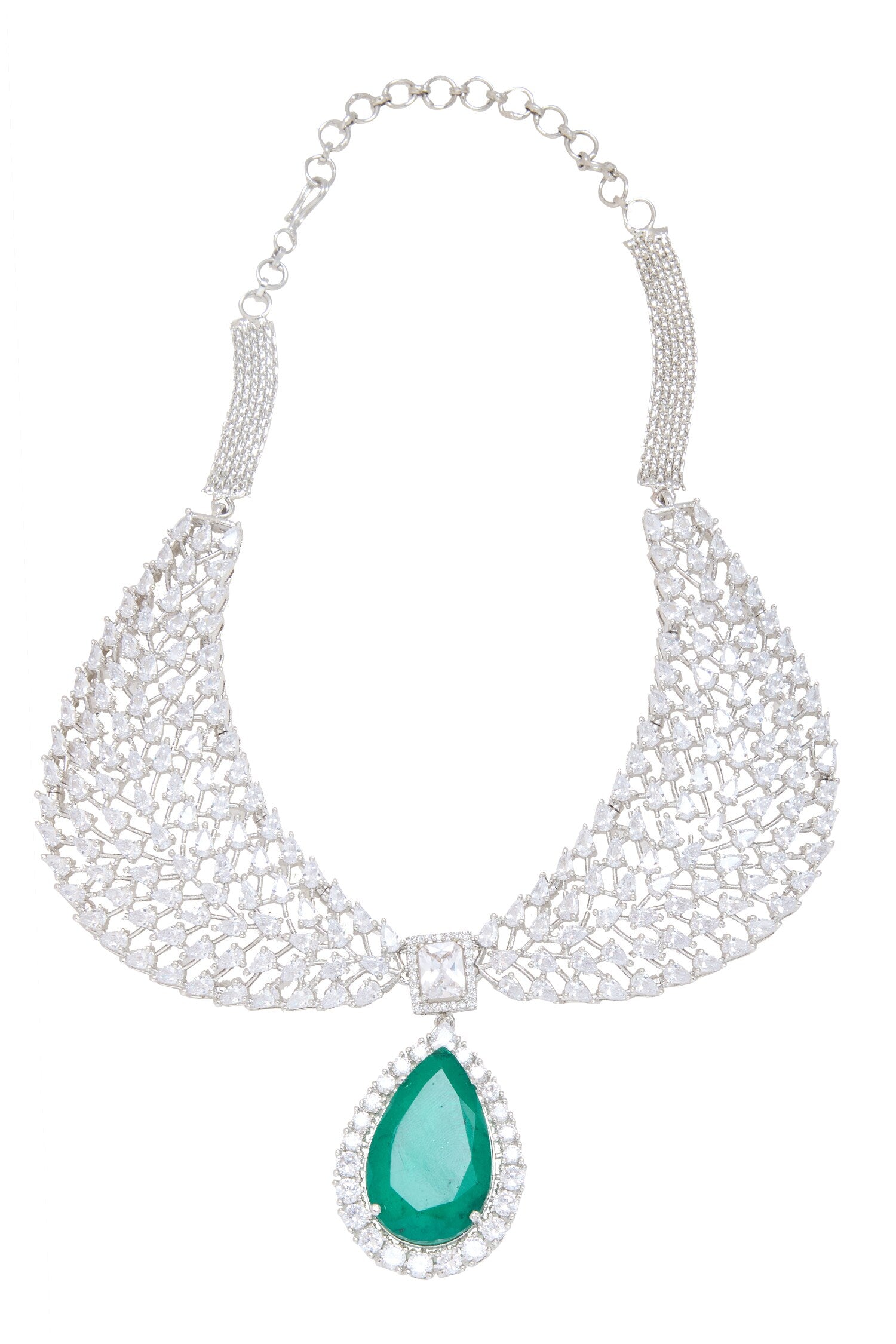 Emerald & Cubic Zirconia Choker Set 