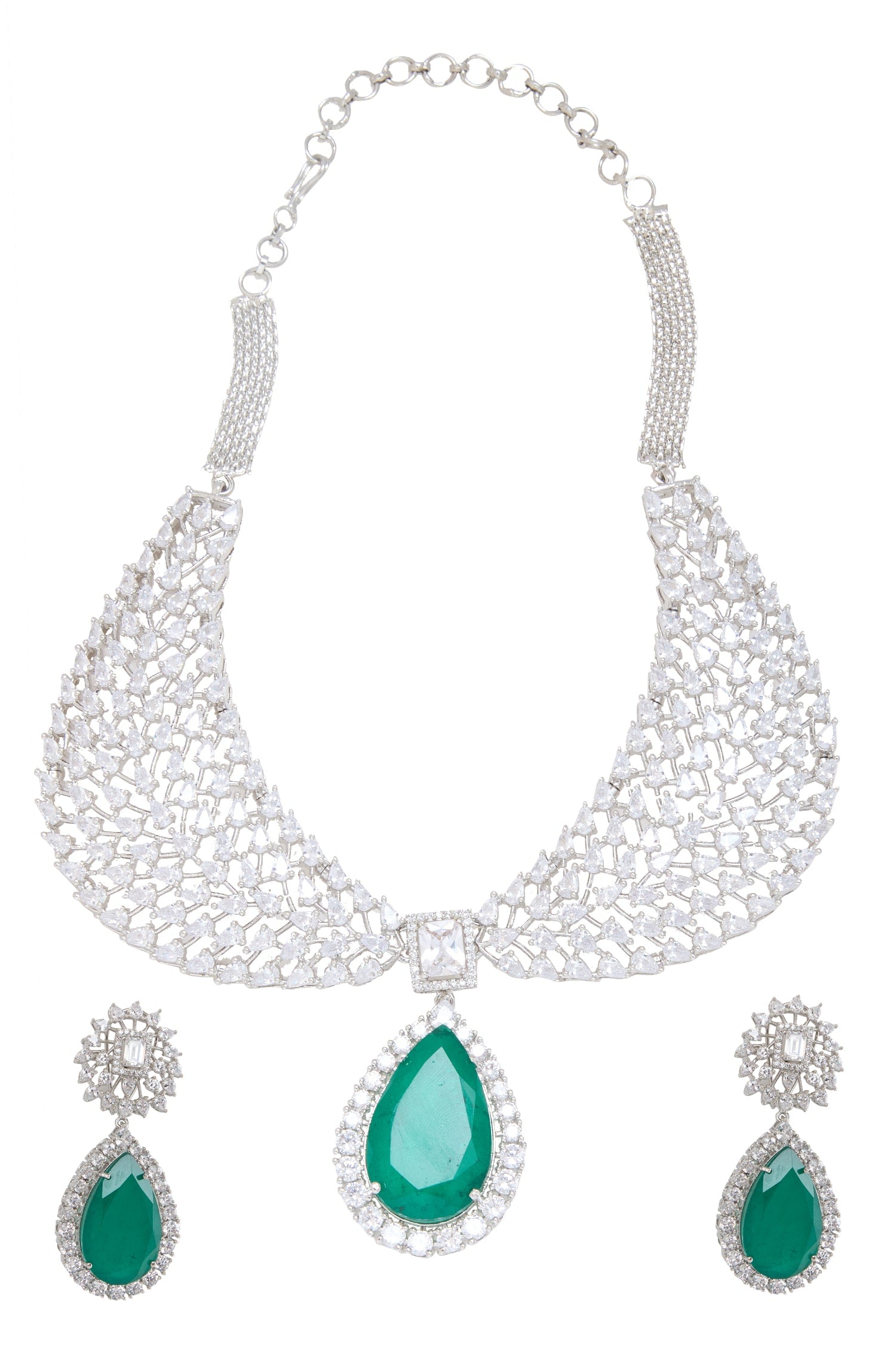 Emerald & Cubic Zirconia Choker Set 