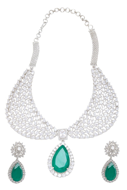 Emerald & Cubic Zirconia Choker Set 