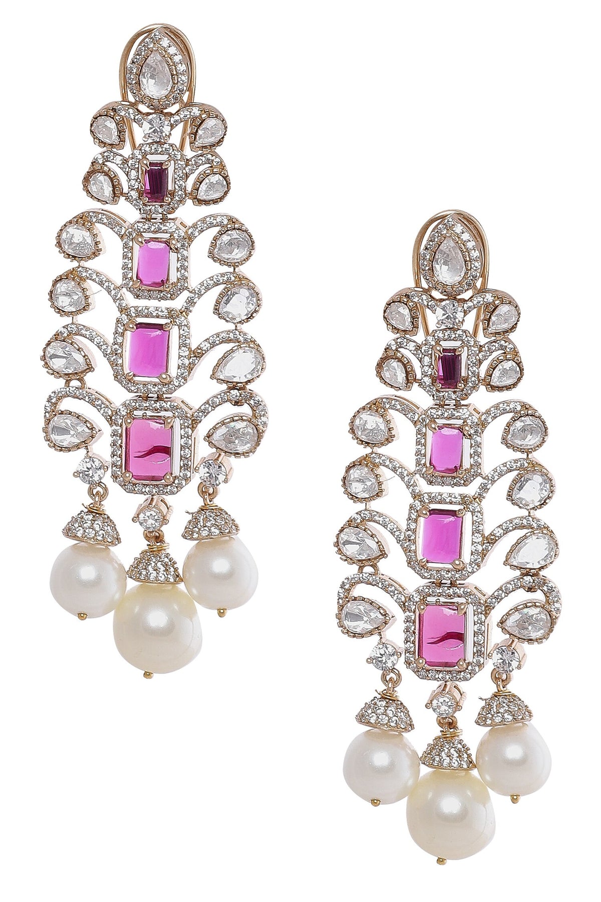 Ruby & Pearl Embellished Danglers 