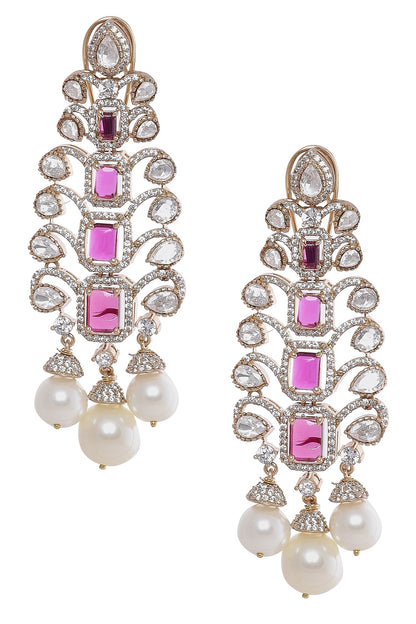 Ruby & Pearl Embellished Danglers 