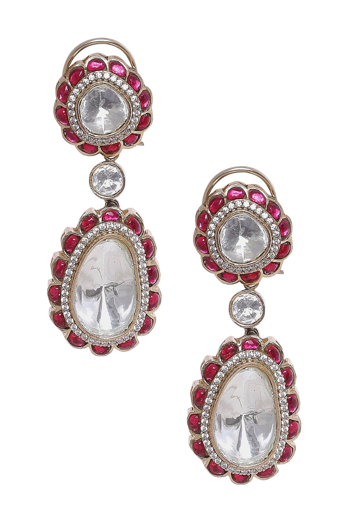 Moissanite & Ruby Embellished Danglers 