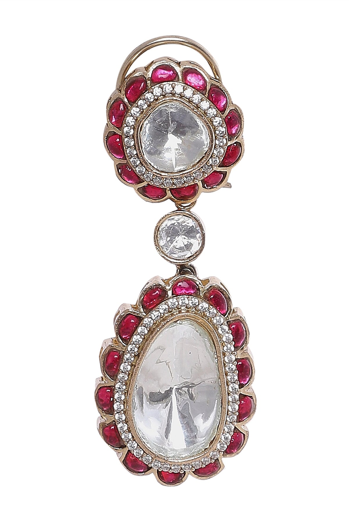 Moissanite & Ruby Embellished Danglers 