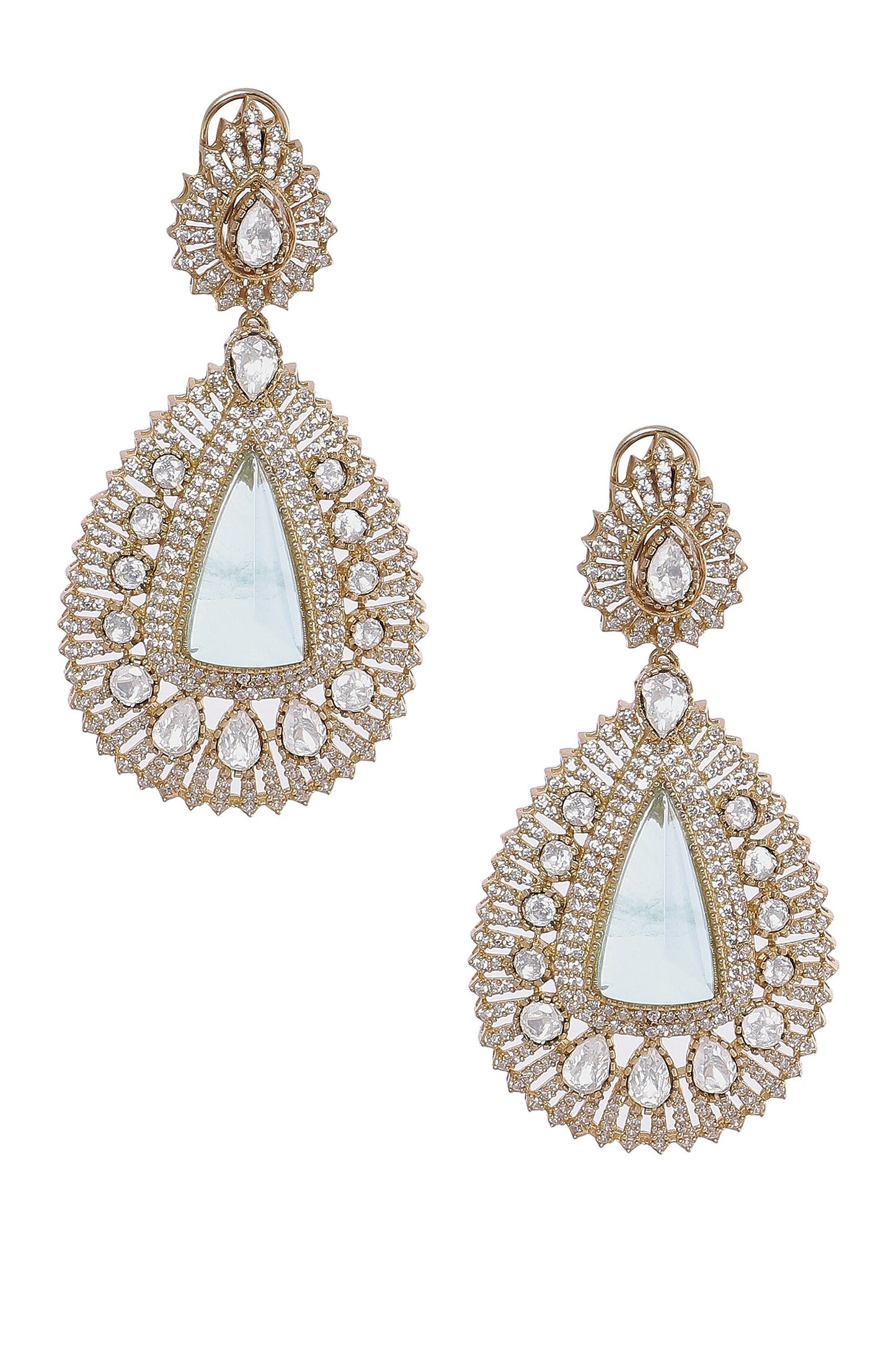 Gold Moissanite & Emerald Danglers 