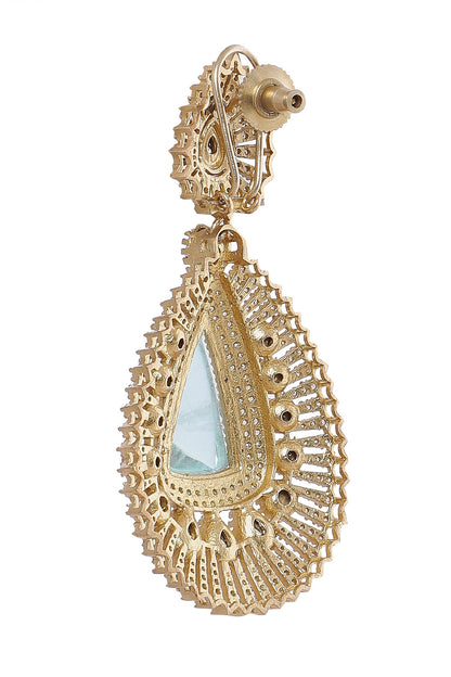 Gold Moissanite & Emerald Danglers 