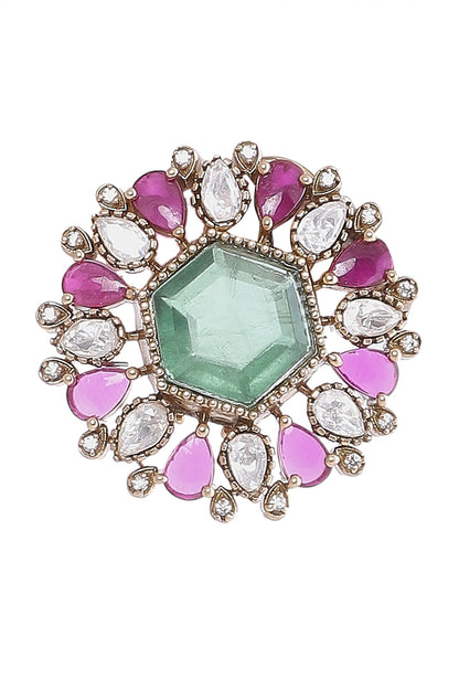 Floral Motif Studs with Multi Color Embellishments 