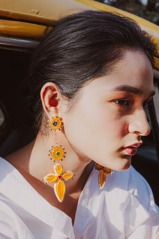 Rhodium Plated Dangler Earrings 
