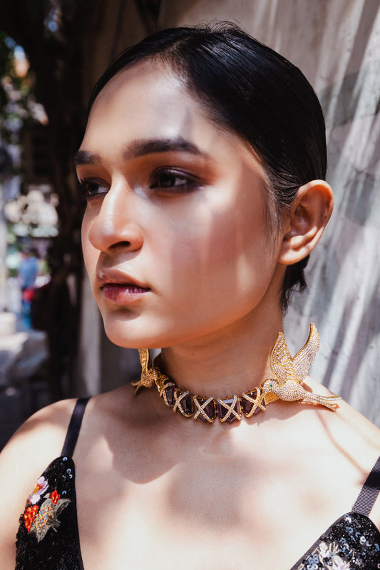 Handcarved Amethyst Gemstone Choker 