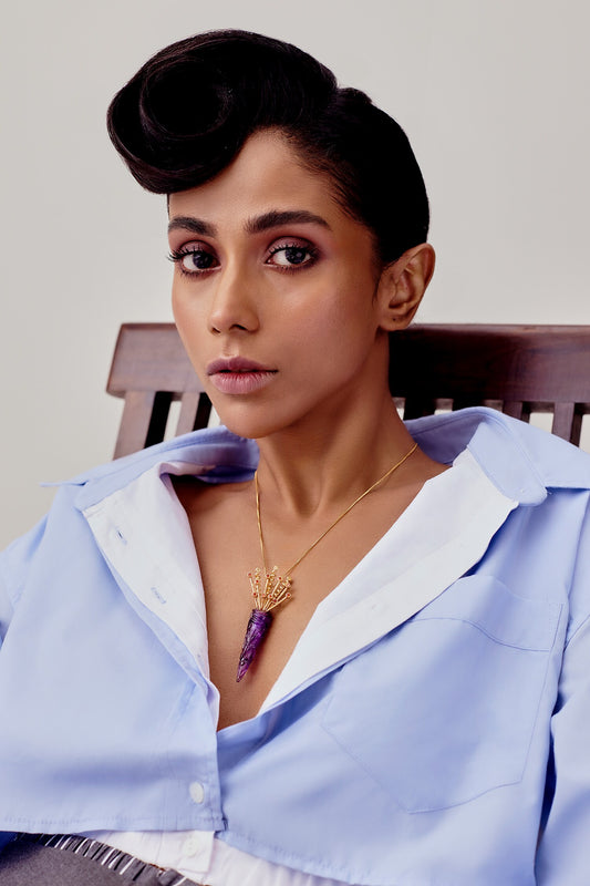 Gold Plated Guldasta Pendant Necklace 
